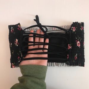 xhiliration Size S Black Stringy Bikini Top